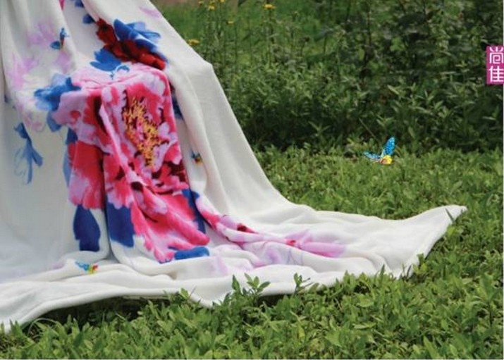 Spring 2014 100% flannel blanket 150*200 flower print fleece blanket cobertor,bedding set, blanket on the bed coverlet free ship
